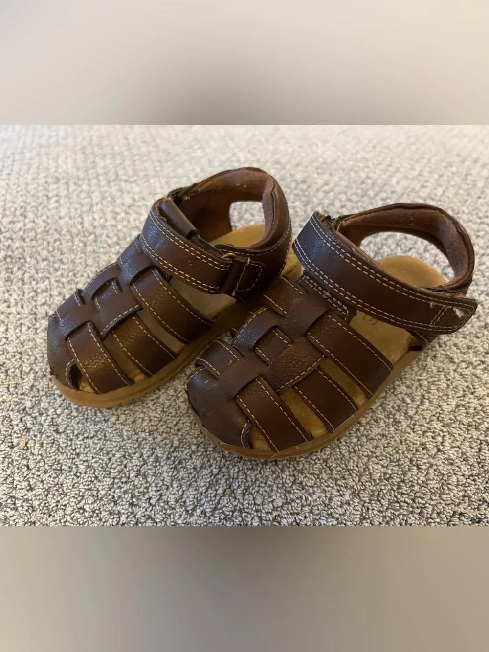 The Children's Place Brown Leather Fisherman Sandals